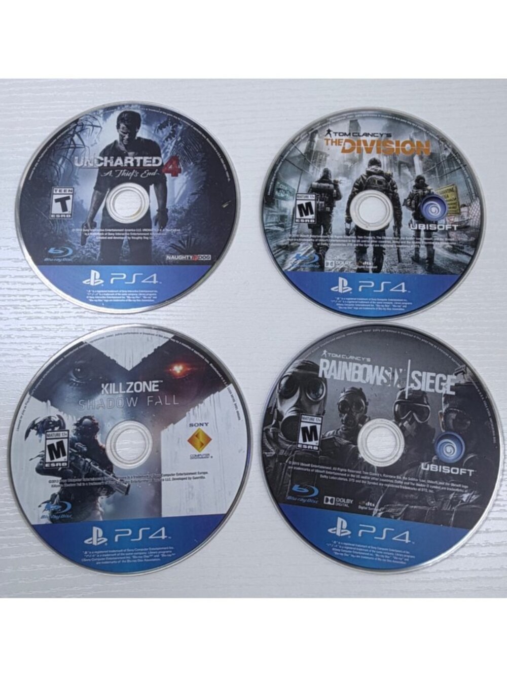 PS4 Game Lot Uncharted 4 The Division Killzone Shadow Fall Rainbow Six Siege